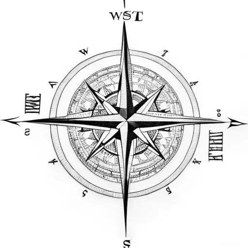 A compass rose with Logan's birthdate tattoo design idea