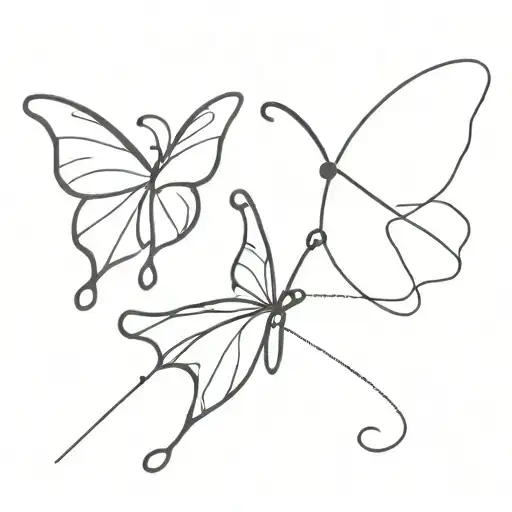 side view butterfly with safety pin and semicolon butterfly surrounded tattoo design idea