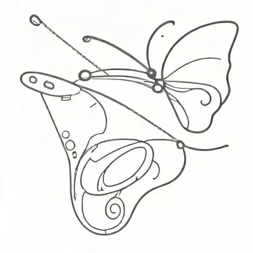 side view butterfly with safety pin and semicolon made tattoo design idea