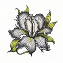 iris flower with little bit of blood  tattoo design idea
