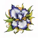 iris flower with little bit of blood  tattoo design idea
