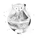Hourglass with stars inside suggesting that everything in the universe will end eventually tattoo design idea