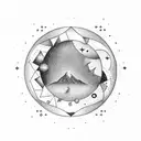 Hourglass with stars inside suggesting that everything in the universe will end eventually tattoo design idea