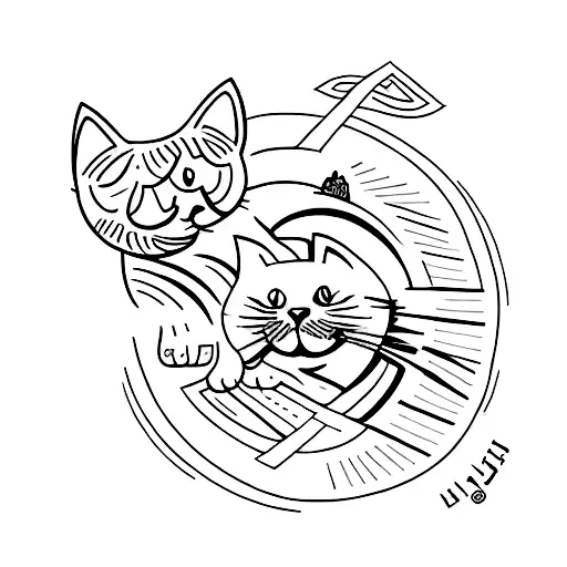 A minimalist tattoo of a cat in a Brazilian Jiu-Jitsu submission hold tattoo design idea