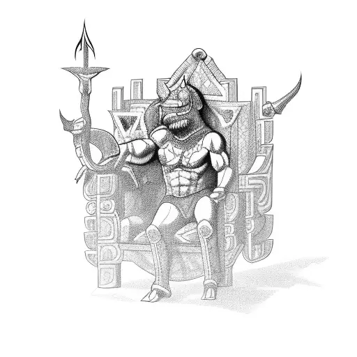minotaur in his throne tattoo design idea