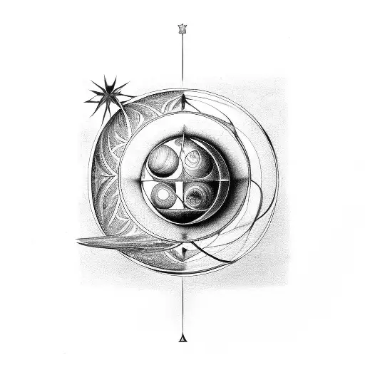 planet venus with elements of sacred geometry around tattoo design idea