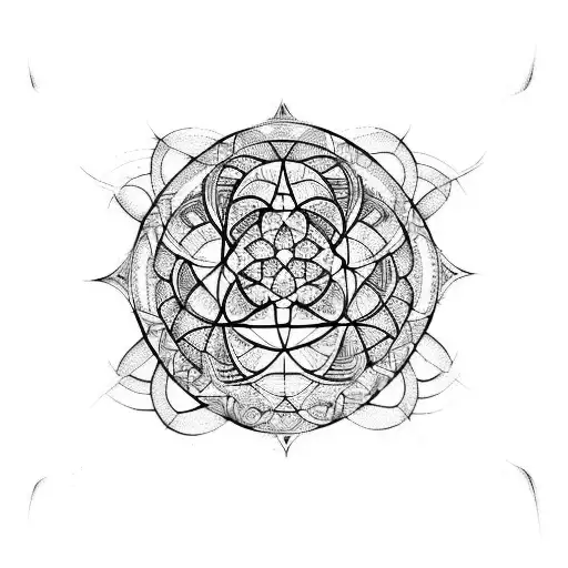line conestellation with sacred geometry tattoo design idea
