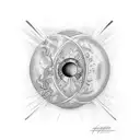 Venus tattoo in non perfect circular shape minimalistic tattoo design idea