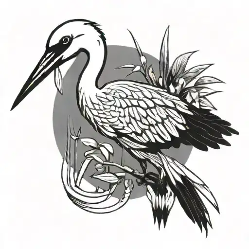 Stork, 3 reeds tattoo design idea