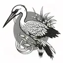 Stork, 3 reeds tattoo design idea