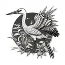 Stork, 3 reeds tattoo design idea