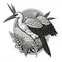 Stork, 3 reeds tattoo design idea