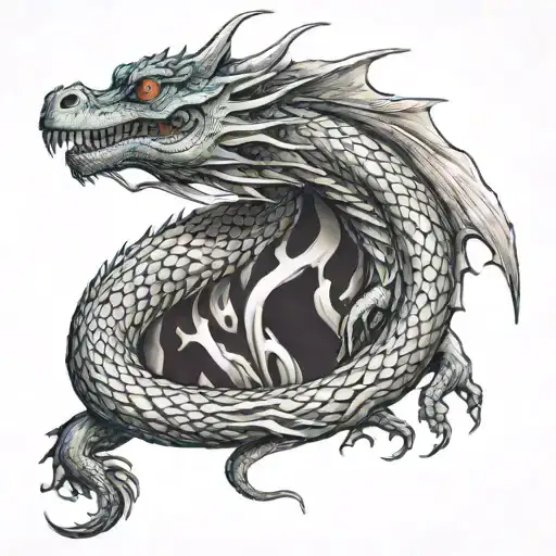dragon biting tail wrapped tattoo design idea