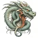 dragon biting tail wrapped tattoo design idea