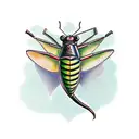 a grasshopper and the phrase "tatuo melhor do que o chapolim" tattoo design idea