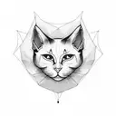 negative space cat head tattoo design idea