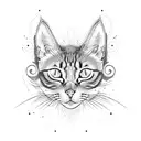 negative space cat head tattoo design idea