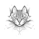 negative space cat head tattoo design idea