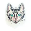 negative space cat head tattoo design idea