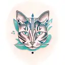 negative space cat head tattoo design idea