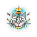 negative space cat head tattoo design idea