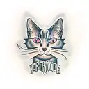 negative space cat head tattoo design idea
