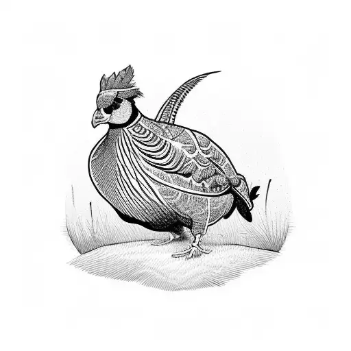 pheasant hunting with dog tattoo design idea