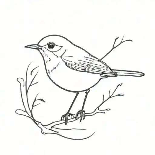 outline robin bird tattoo design idea