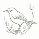 outline robin bird tattoo design idea