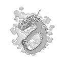 A dragon intertwined with a traditional Japanese cherry blossom tree tattoo design idea