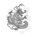 A dragon intertwined with a traditional Japanese cherry blossom tree tattoo design idea