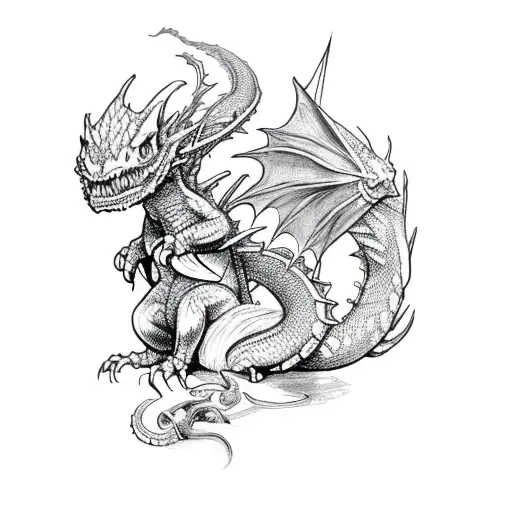 a lot of small dragons fighting witch Witchers  tattoo design idea