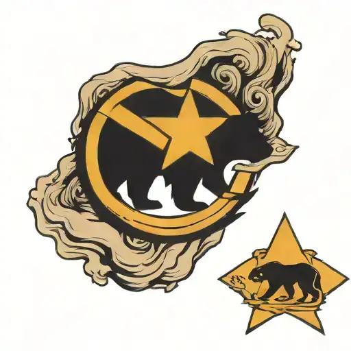 The keystone symbol with the Star and bear from the California state flag in it and “live free or die” somewhere in it tattoo design idea