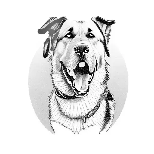 Labrador,german shepherd, golden retriever mixed breed tattoo design idea