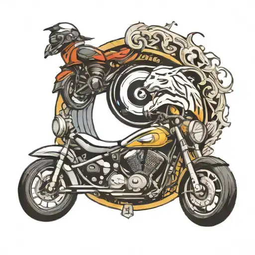 yin yang with motorcycle theme paired not complicated tattoos in realistic style tattoo design idea
