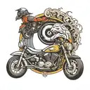 yin yang with motorcycle theme paired not complicated tattoos in realistic style tattoo design idea