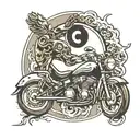 yin yang with motorcycle theme paired not complicated tattoos in realistic style tattoo design idea