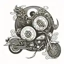 yin yang with motorcycle theme paired not complicated tattoos in realistic style tattoo design idea