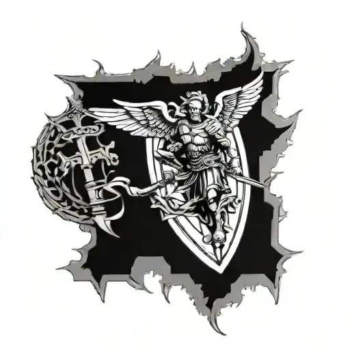 thin blue line tattoo spartan st michael archangel  tattoo design idea