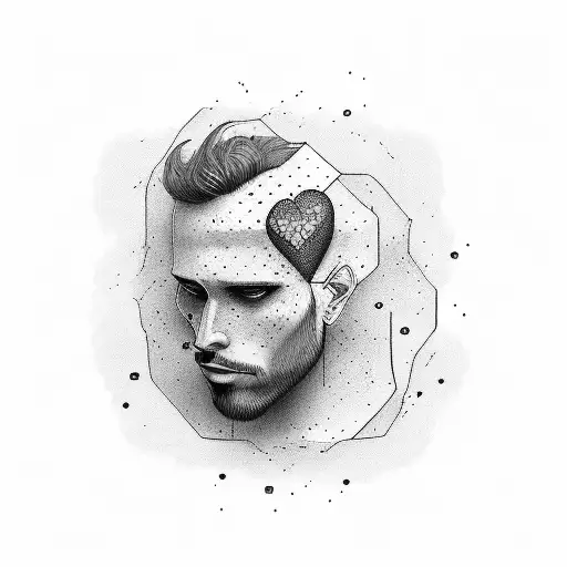 Lonely and melancholic Man walking tattoo design idea