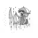 Lonely and melancholic Man walking tattoo design idea