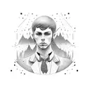 Lonely and melancholic Man walking tattoo design idea