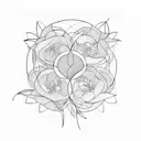 linear. art nouveau. lines and some flowers. linear form and bordered boxes tattoo design idea