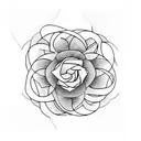 linear. art nouveau. lines and some flowers. linear form and bordered boxes tattoo design idea