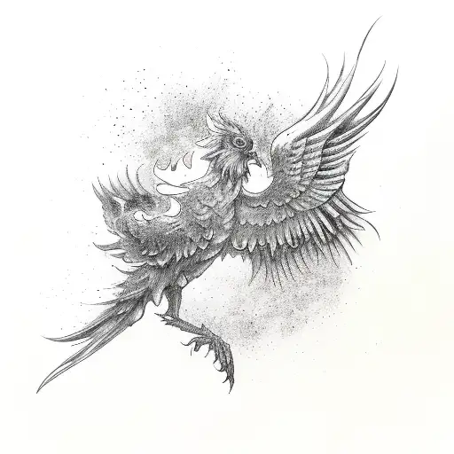 phoenix curving left on bicep tattoo design idea