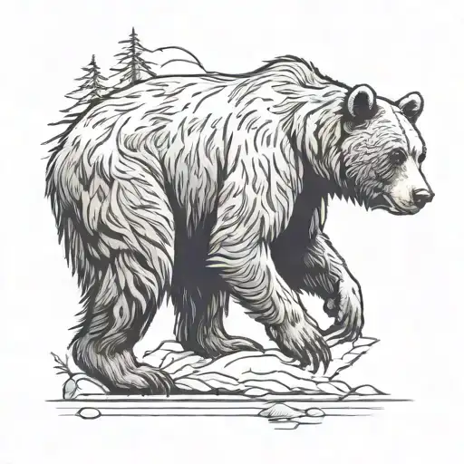 grizzly bear climbing across shoulder from back clawing chest tattoo design idea