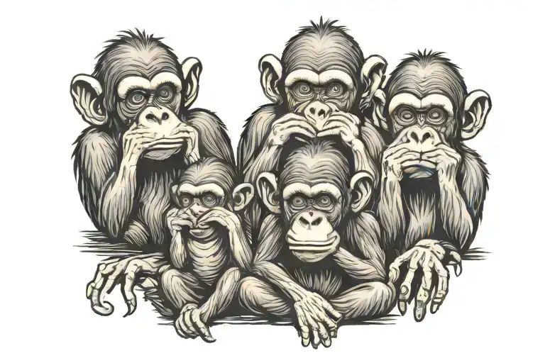 see no evil hear no evil speak no evil monkeys  tattoo design idea