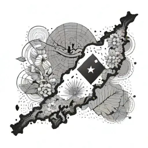 A map of the Philippines shaped like a wine glass or beer mug tattoo design idea