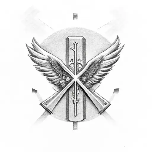 Christian Cross, wings, sacrament tattoo design idea