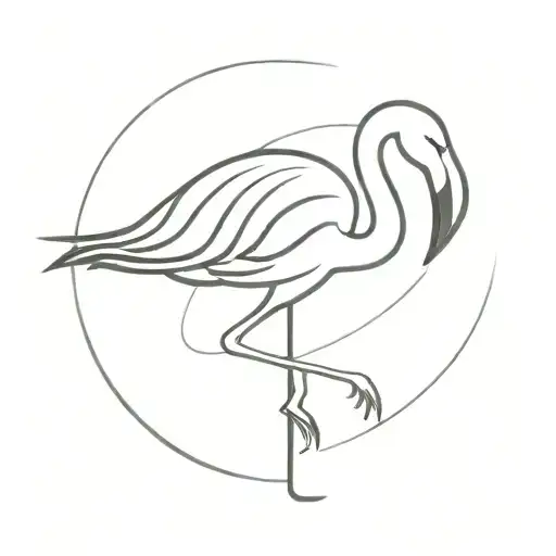 Crafting scissors cutting a flamingo silhouette tattoo design idea